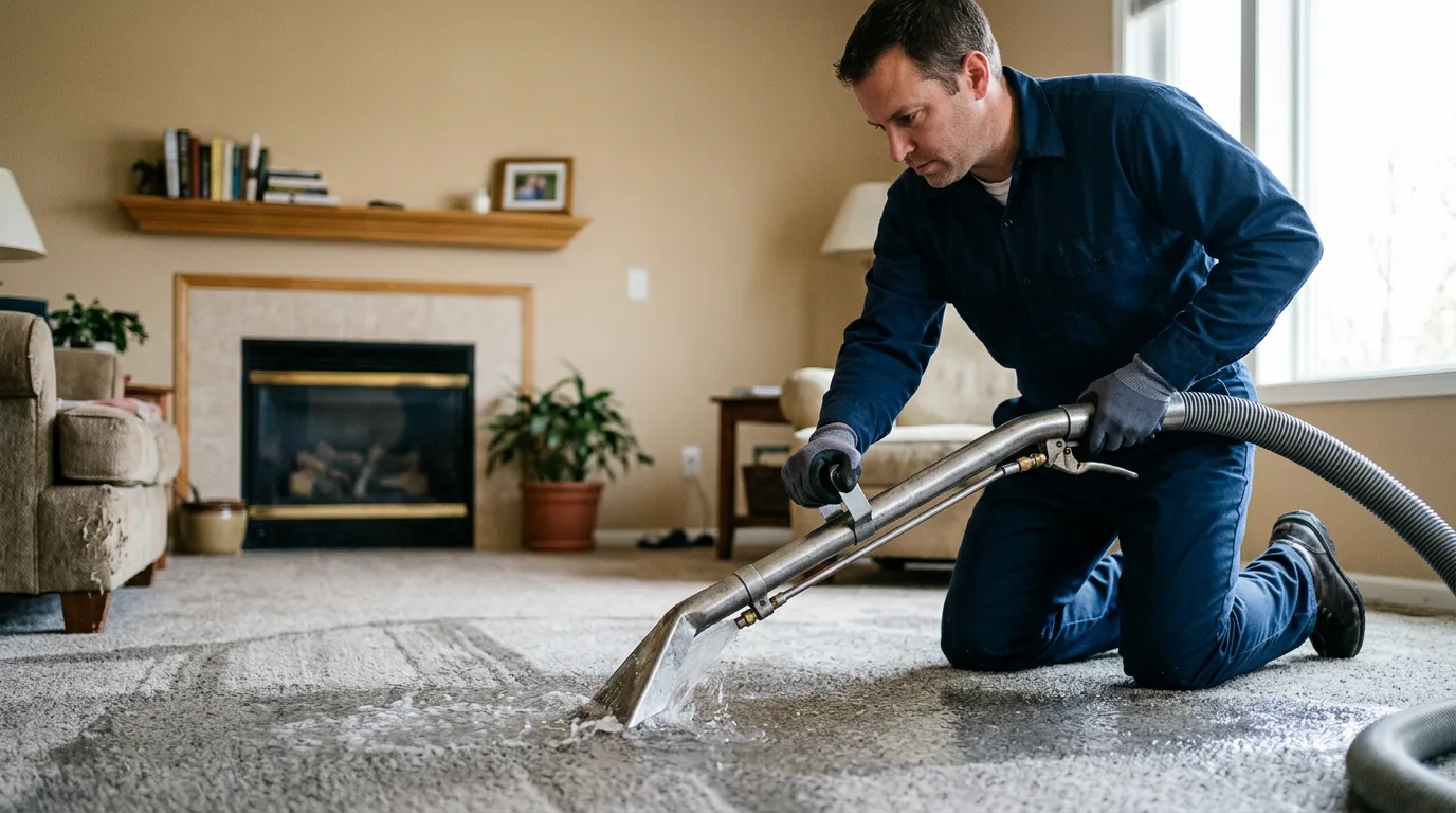 Water damage restoration technician working near Elgin, IA